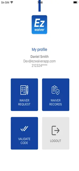 EZ Waiver Main Dashboard Interface